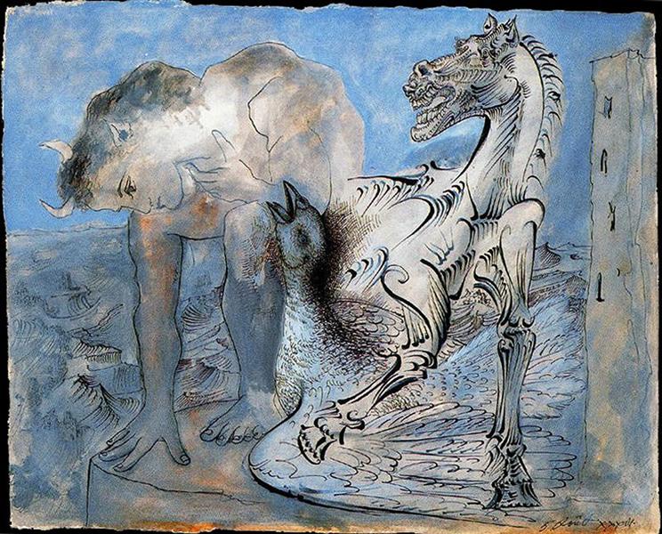 Pablo Picasso Classical Oil Painting Faun, Horse And Bird - Click Image to Close